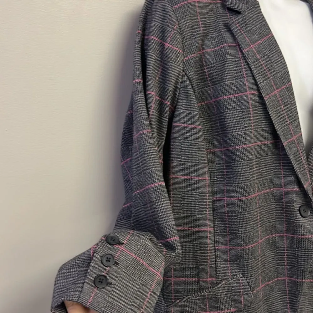 Torrid Plaid Grey/Black/Purple One Button Aline Blazer- Size 3/3XL- NWOT - Image 3