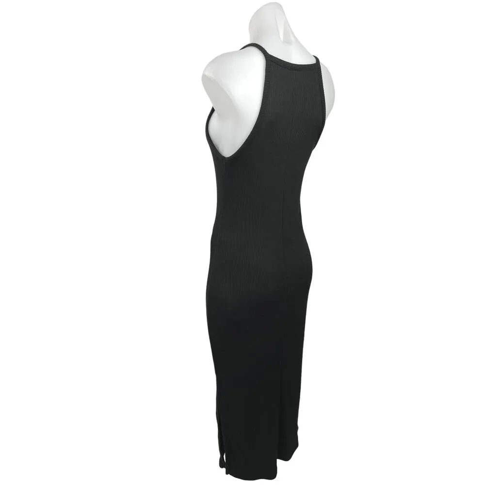 Old Navy Women's Black Ribbed Knit Sleeveless Bodycon Camisole Tank Dress Sz M - Image 2