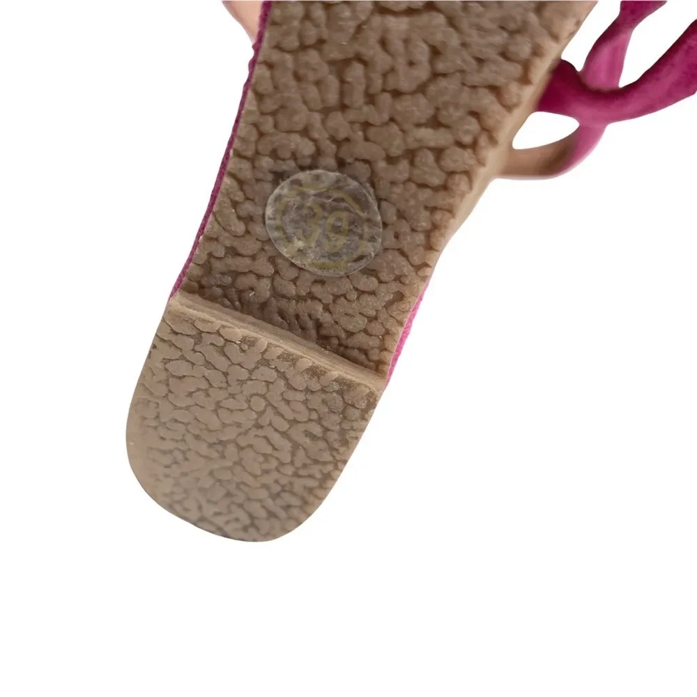 Vintage: Pierre Cardin ♚ Suede Floral Embellish Platform Wedge Sandals ♚ Magenta - Image 12