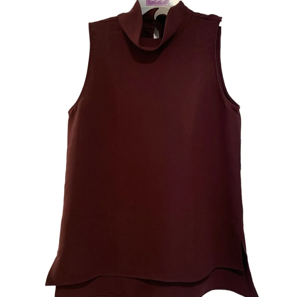 Ann Taylor | Maroon Asymmetrical sleeveless top - Image 3