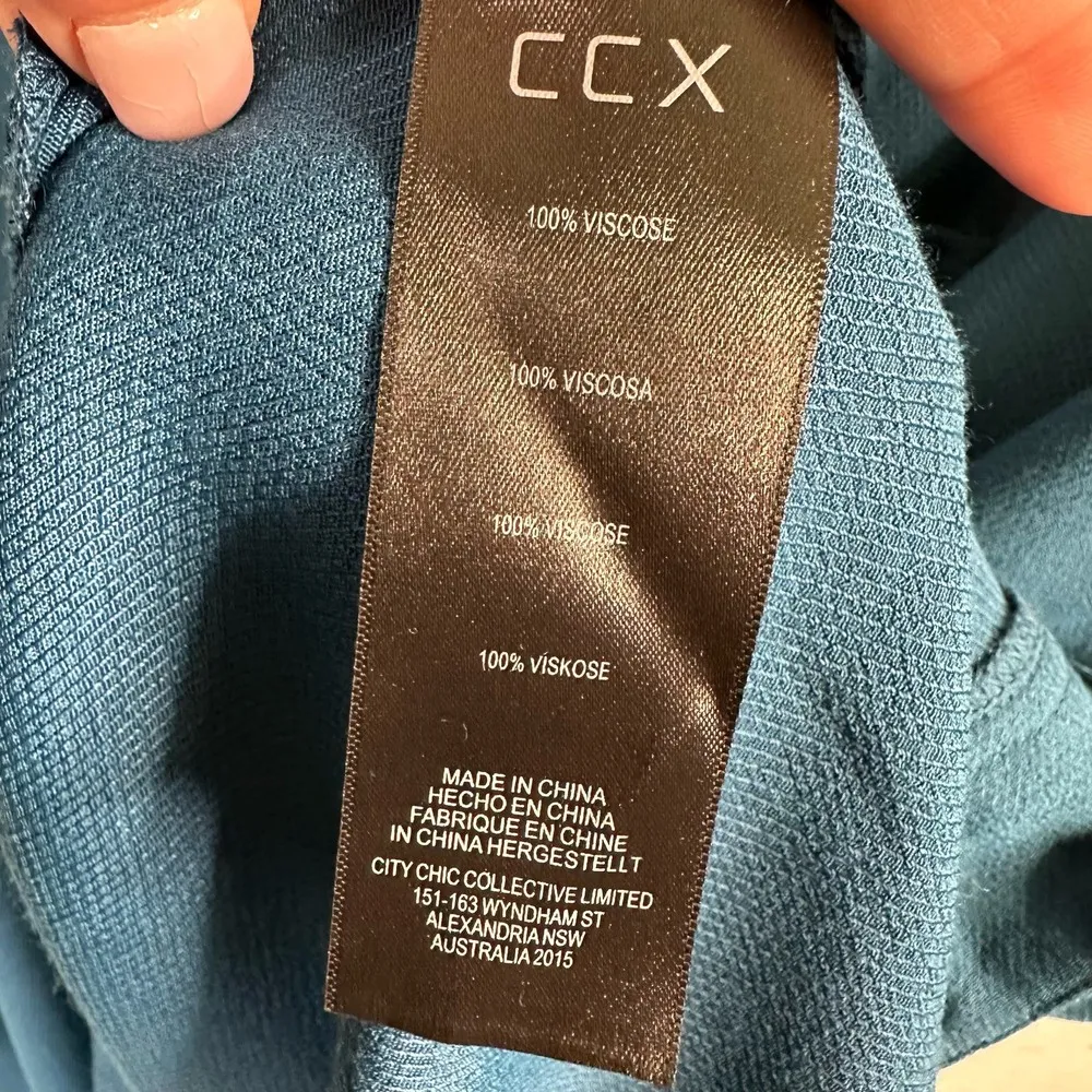 City Chic CCX Womens size L 20 Short Sleeve Tunic Dress Crepe Flowy Hi Low Blue - Image 9