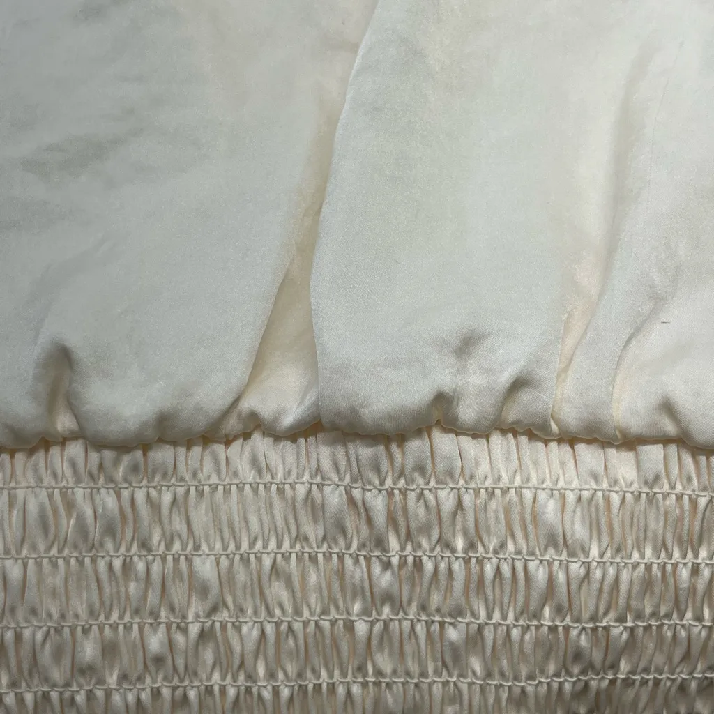 Philosophy‎ Crop V-Neck Blouse Pleated at Shoulder Stretch Waist M CREAM - Image 8