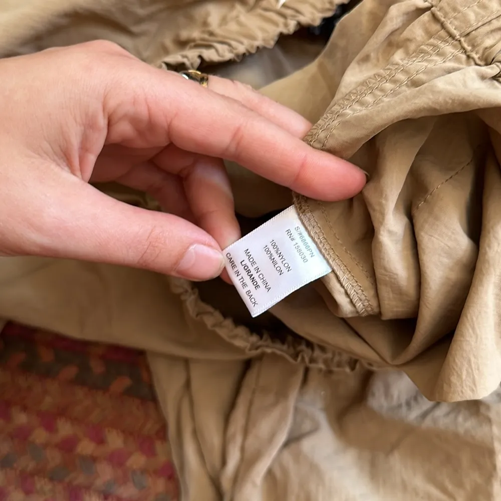 LOVE TREE NYLON KHAKI PARACHUTE CARGO WINDBREAKER PANTS - Image 3