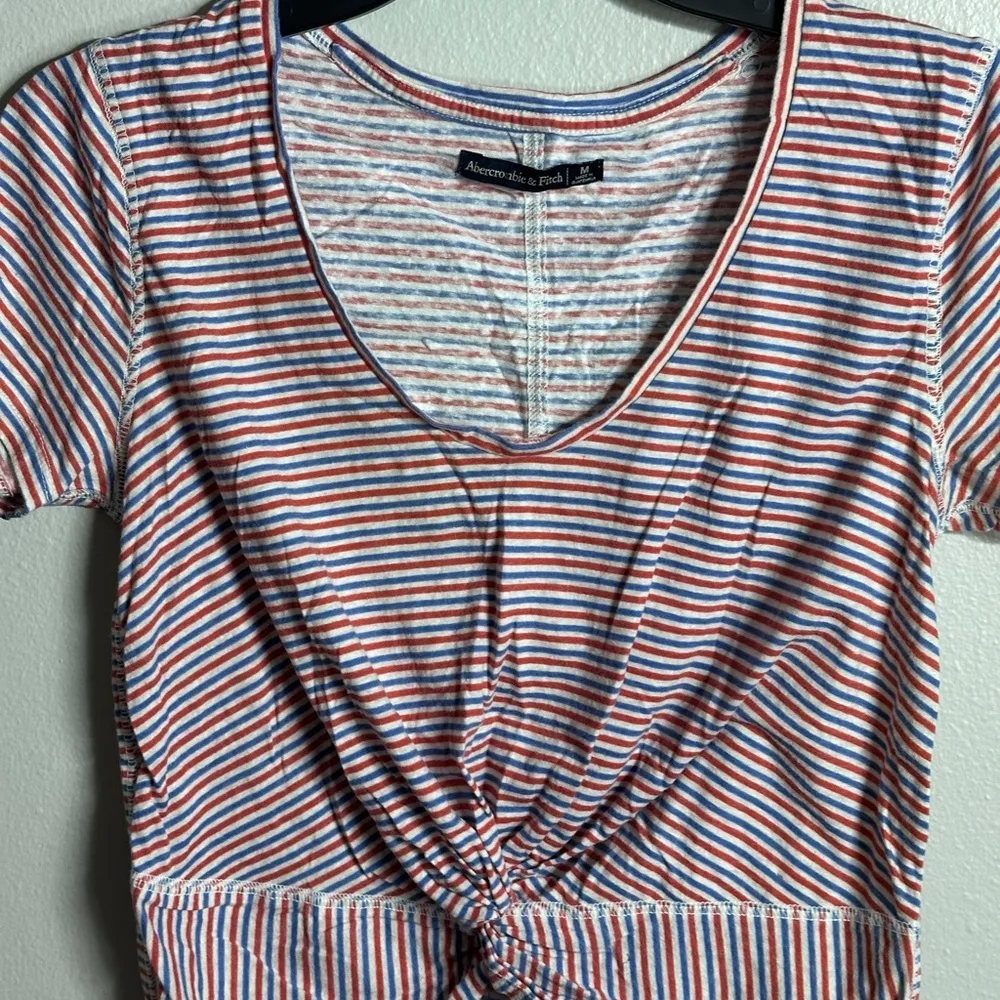 Abercrombie & Fitch Women Striped Crop Top Twist Knot Size M. - Image 2