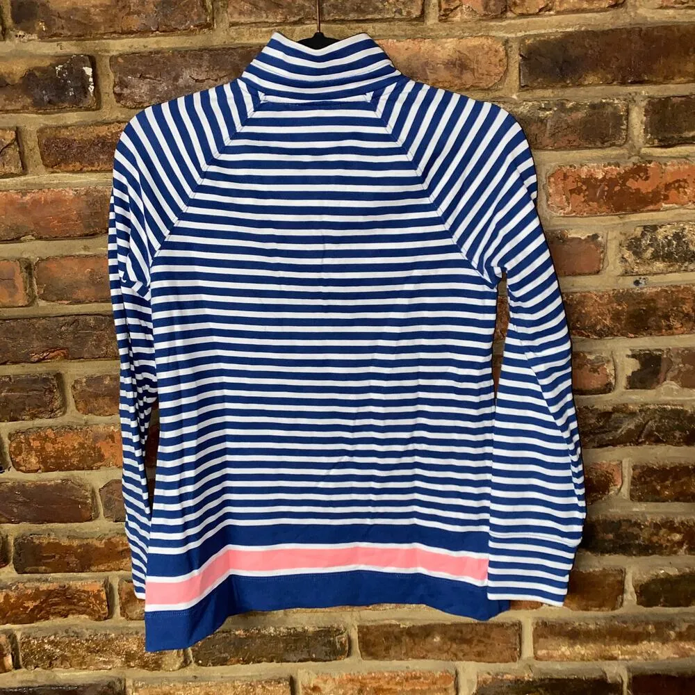Lilly Pulitzer Skipper Popover Navy Blue Striped Half-Zip Sweatshirt Size XS - Image 8
