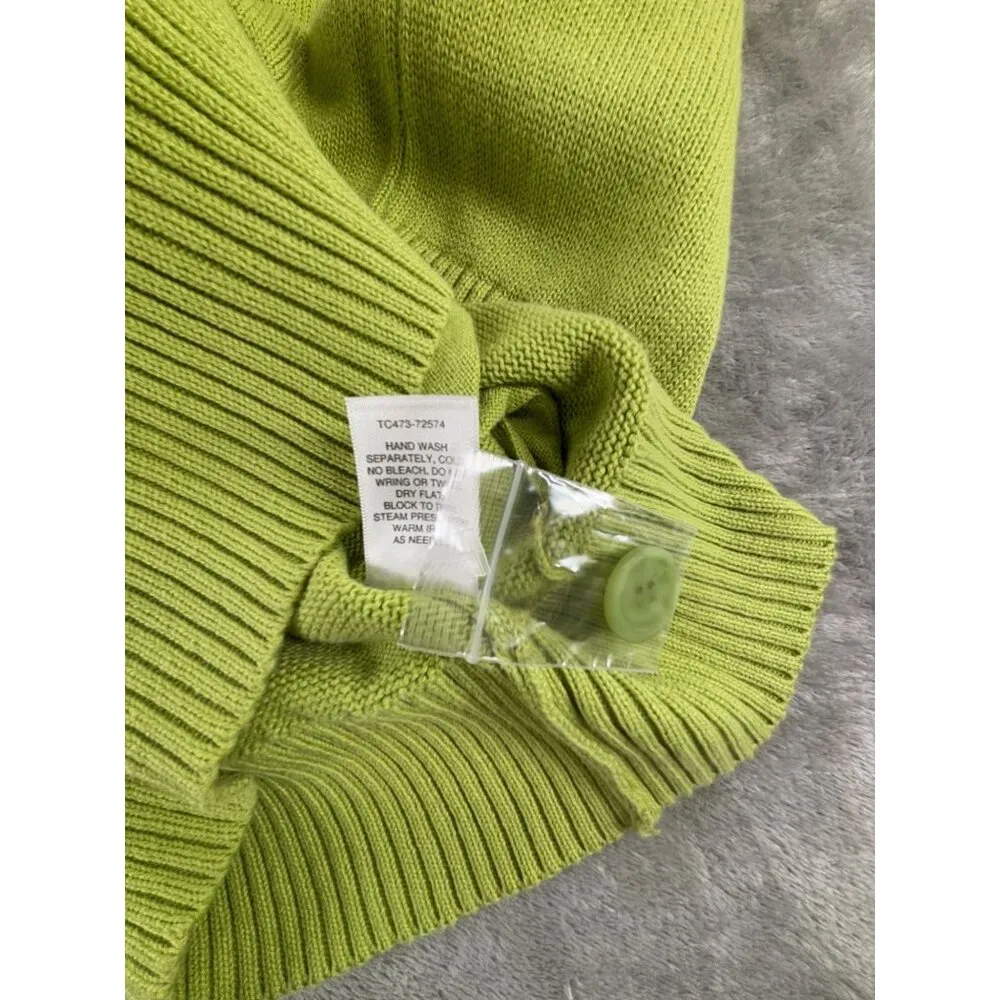 Pendleton Long Coventry Cardigan Lemongrass Sweater Women's XL Cotton Green - Image 5