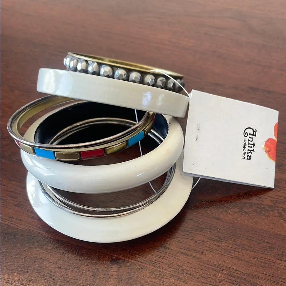 Antika bracelets Chunky White and Multicolor Bangle Set New size OS - Image 2