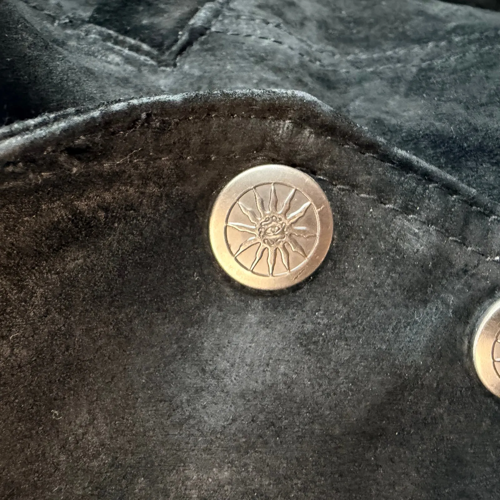 Wilsons Leather Suede Fringe Jacket Boho Western Cowgirl Cropped Black Medium - Image 6