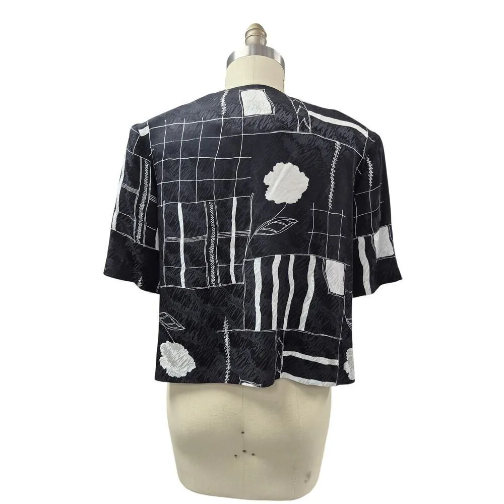 VTG DONCASTER 100% Silk Skirt/Blouse Set Black & White Sz 16 NWOT - Image 6