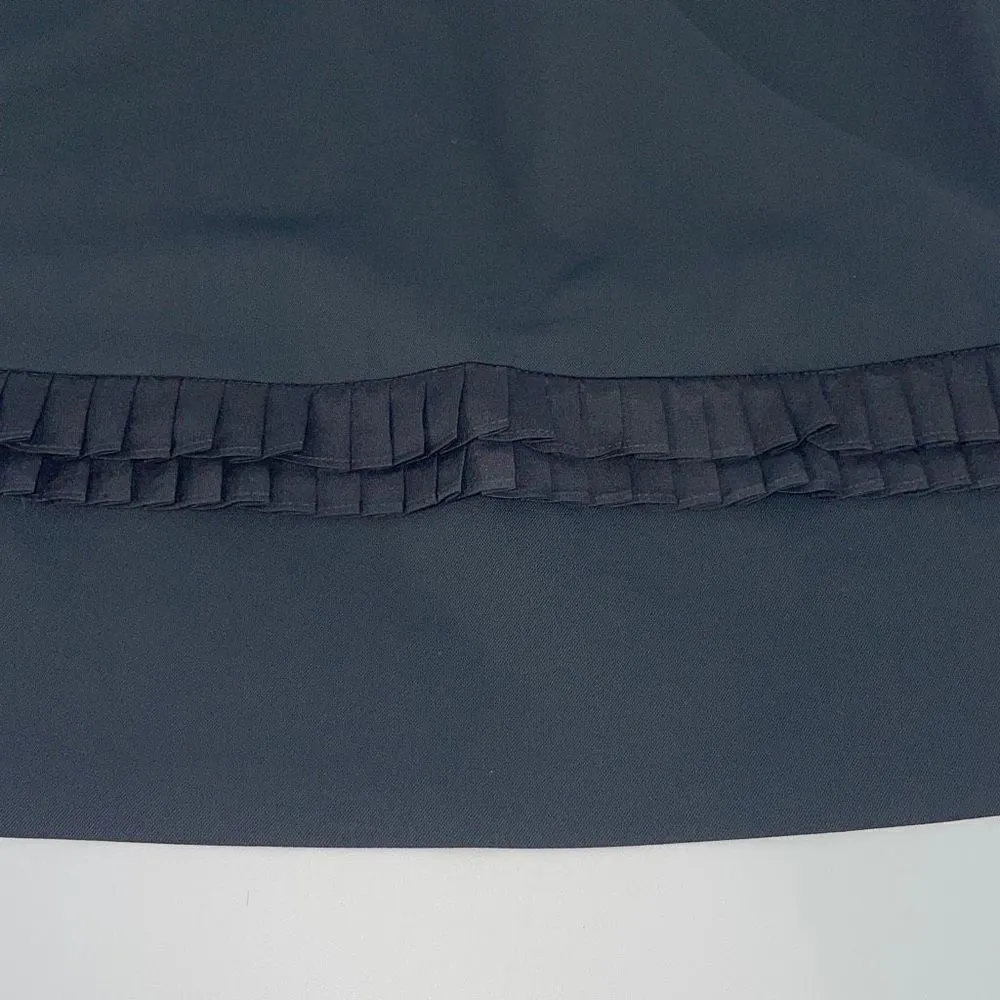 Diane Von Furstenberg Womens Pencil Straight Skirt Pleated Ruffle Black Size 2‎ - Image 2