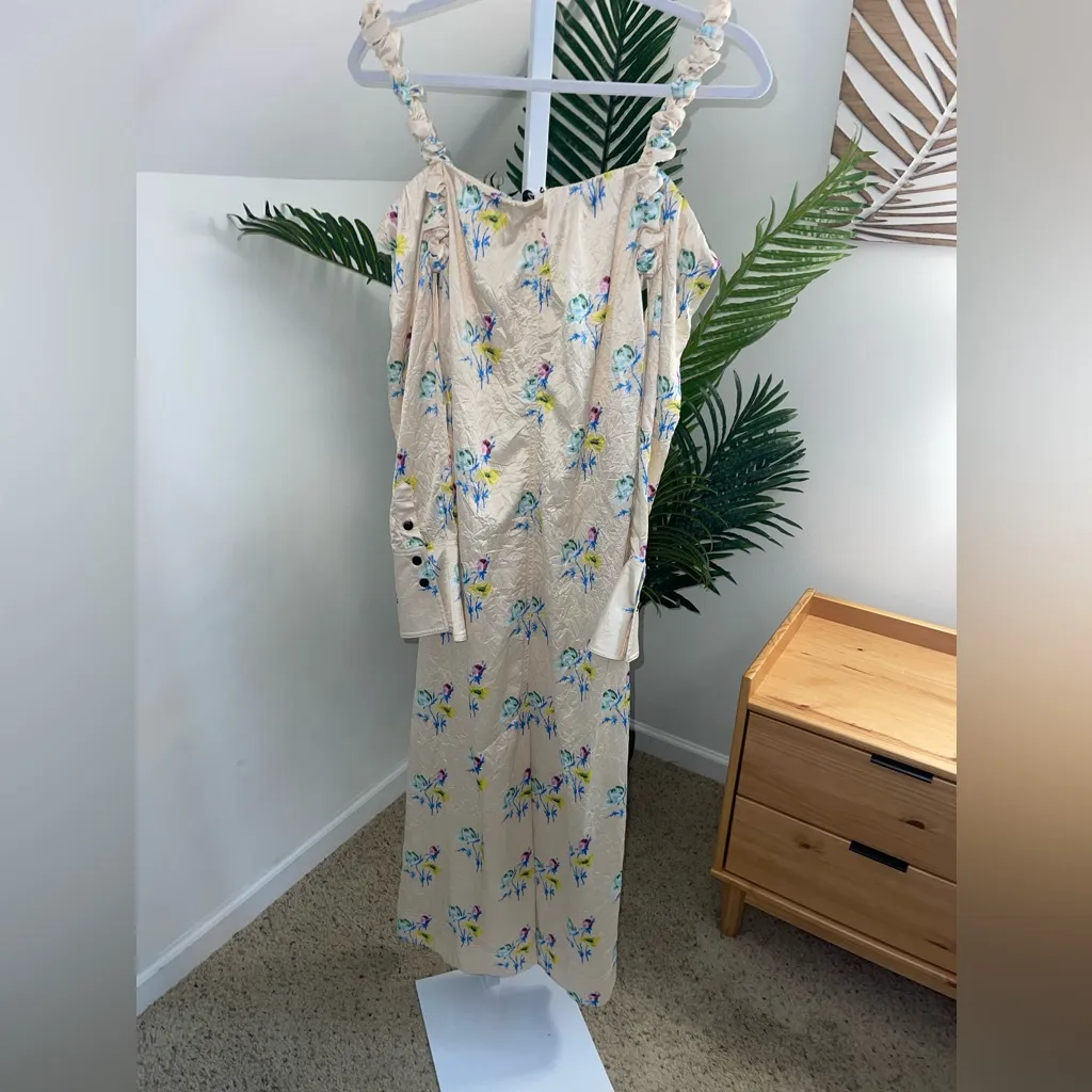 Ganni‎ Floral Satin Off-The-Shoulder Maxi Dress Size 6 (36) - Image 10