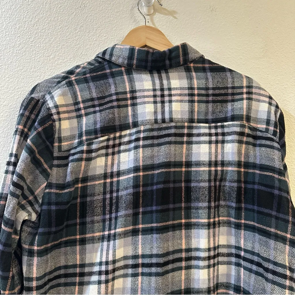 Madewell Women's Flannel Sunday Shirt in Cronston Plaid Size M Midnight Green - Image 7