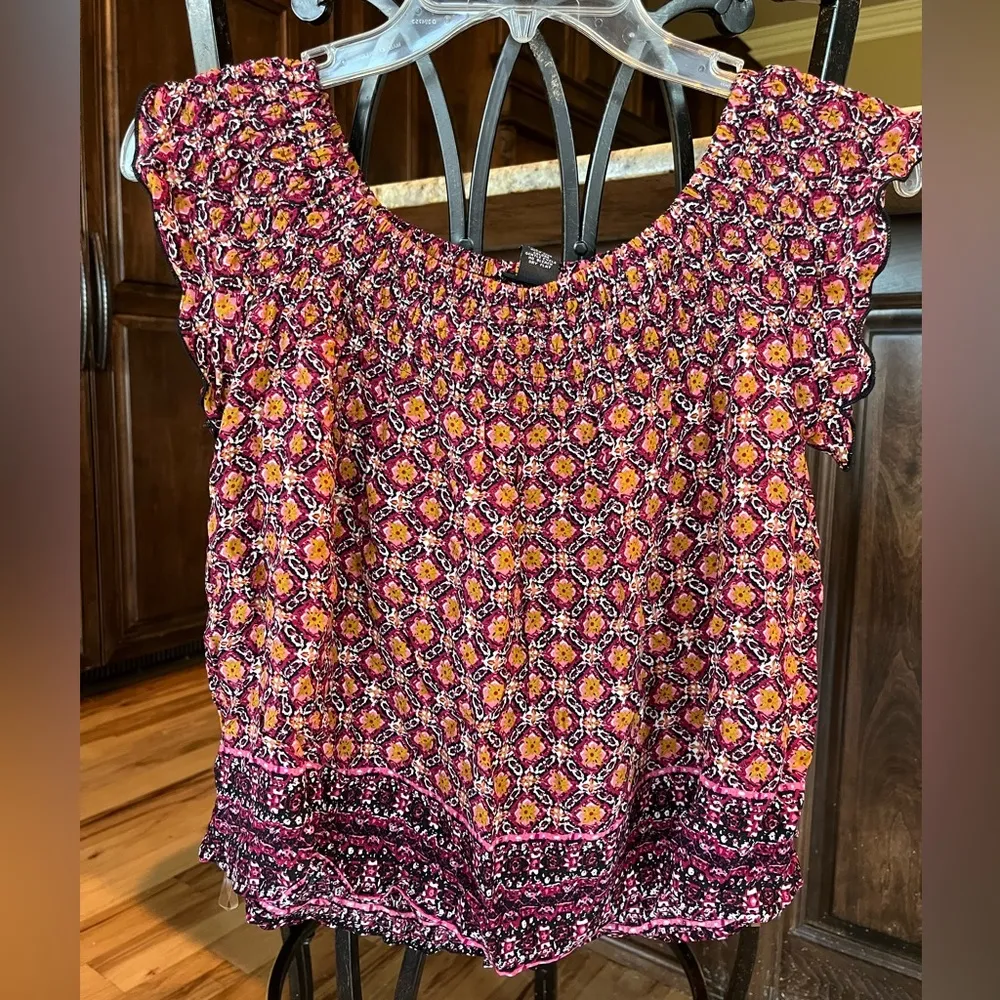 Smocked Crop Top Peasant Flowy New Shirt Womens XS - Image 5