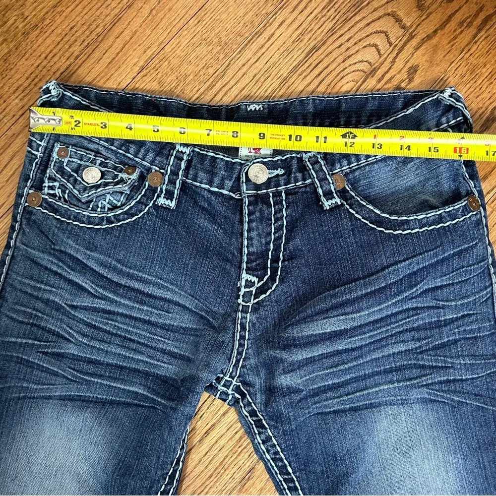 True Religion | Rainbow Billy Dark Pipeline Low Rise Denim Jeans Size 31 - Image 9