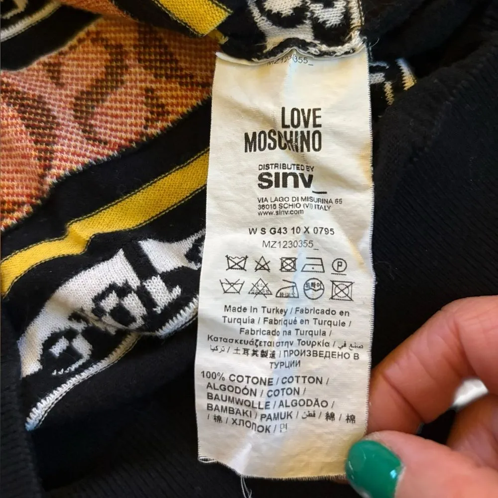 Love Moschino Pullover Crew Neck Sweater All Over Logo Multicolor Womens Size 2 - Image 7