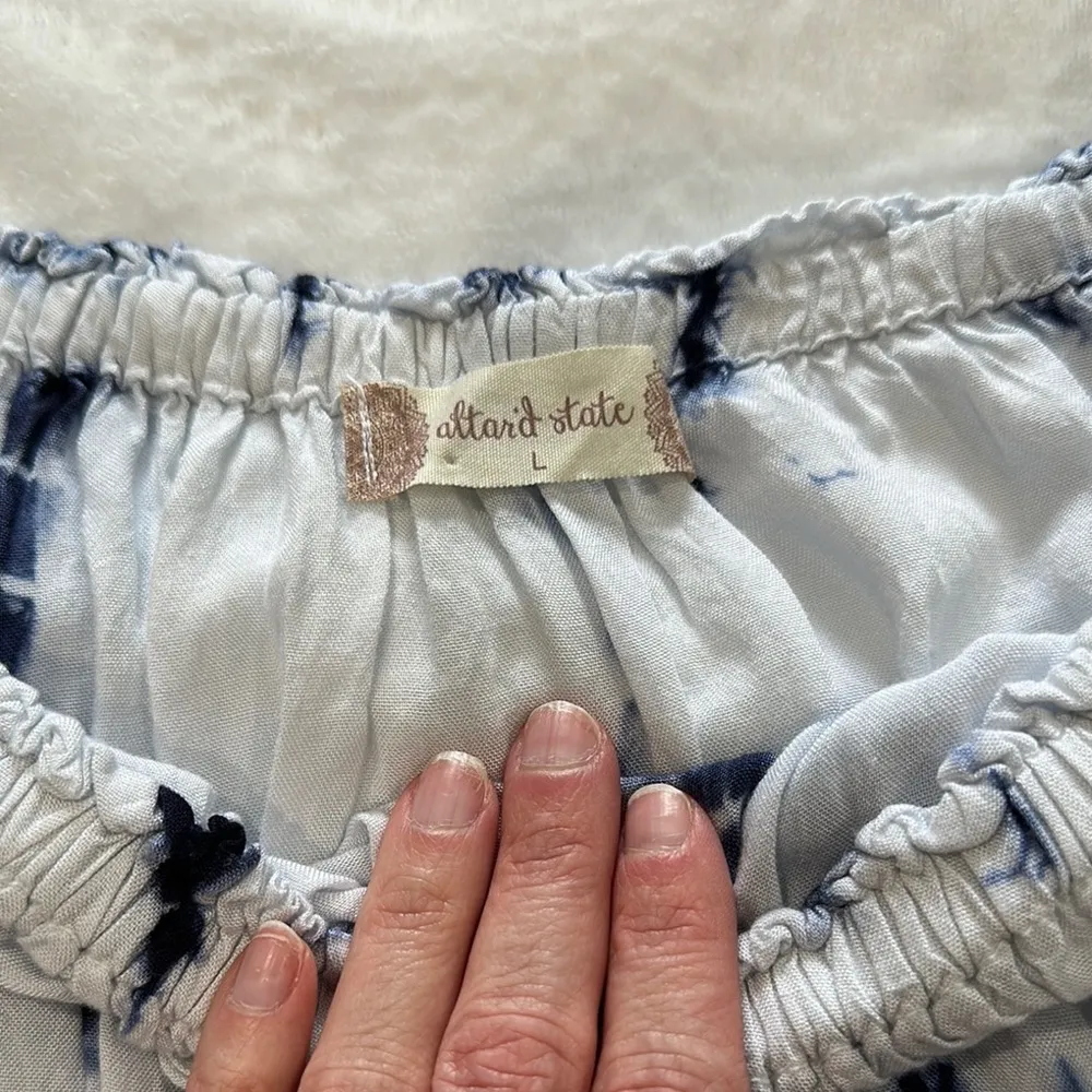 Altar'd State Blue and White Ruffled 3/4 Sleeve Blouse/Dress/swim suit cover-up - Image 7