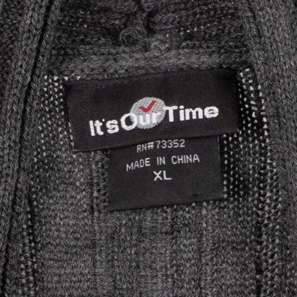 Its Our Time Cardigan Sweater XL Womens Charcoal Gray Ribbed Knit Long Pockets - Image 4