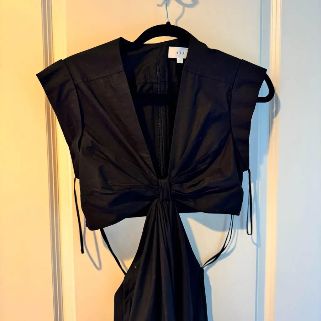 A.L.C. Alexandria Cut-Out Poplin Black Midi Dress | Size 2 - Image 5
