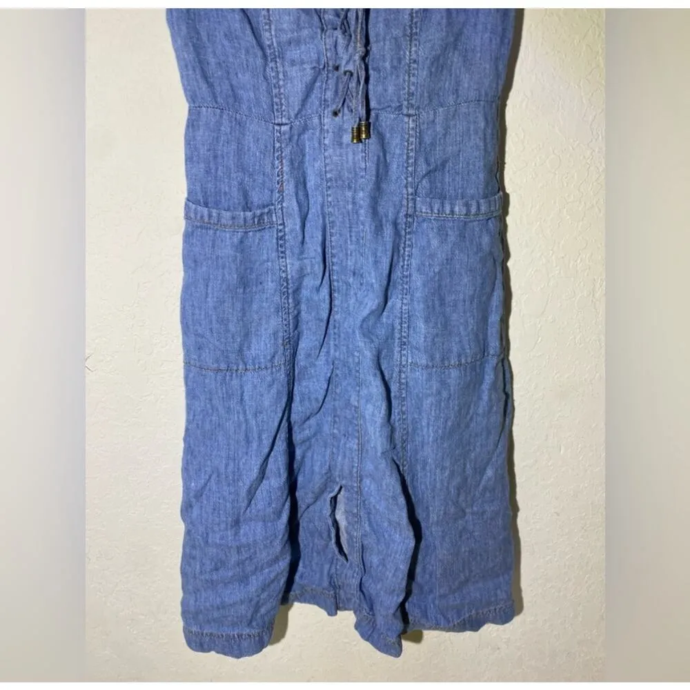 Anthropologie Holding Horses Denim Blue Chambray Lace Casual Dress ( 4 )‎ - Image 3