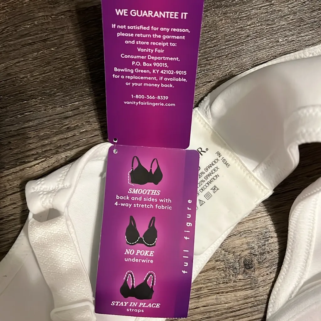 Vanity Fair Beautiful Benefits Underwire Star White Bra Style 76380- Size 40D - Image 6