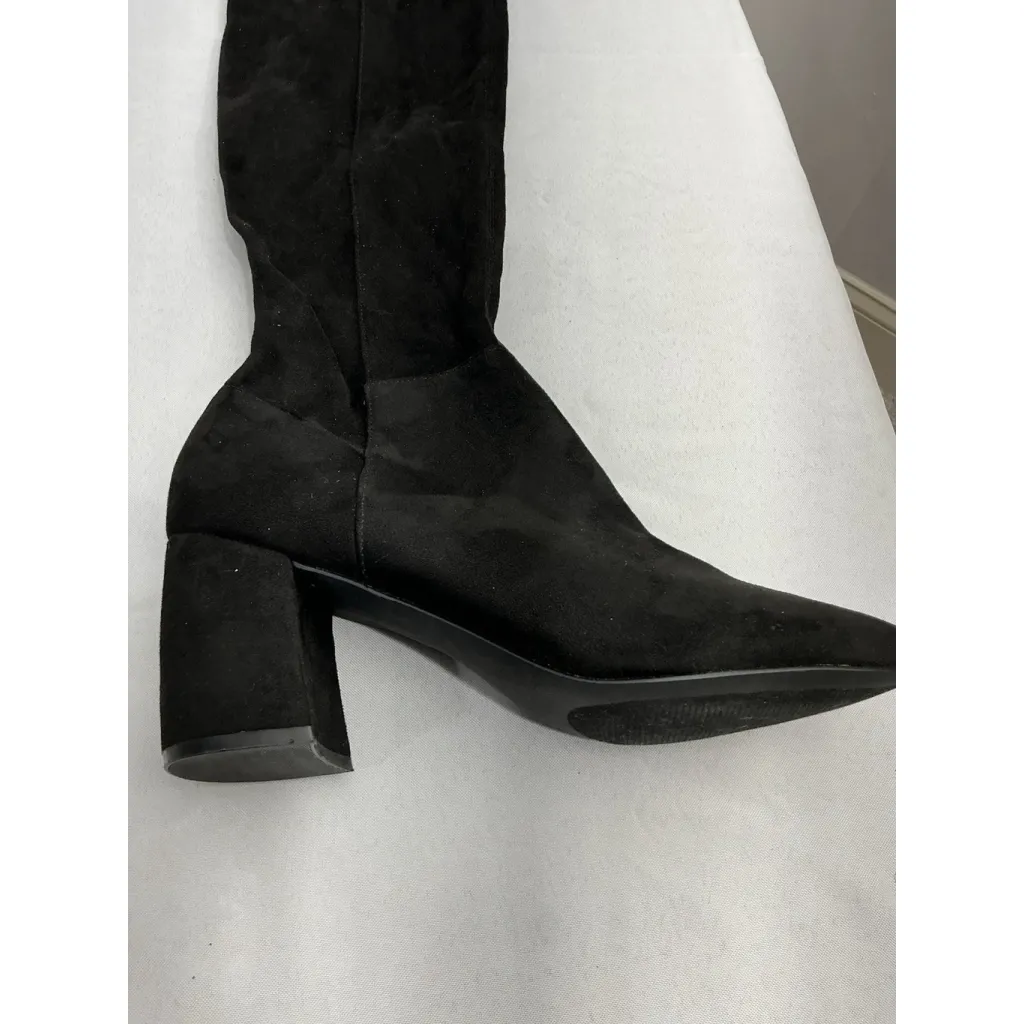 Womans Steve Madden Nifty Otk Boots Pull On 9.5 M Black 1/4 Zip Pointed Toe Heel - Image 2