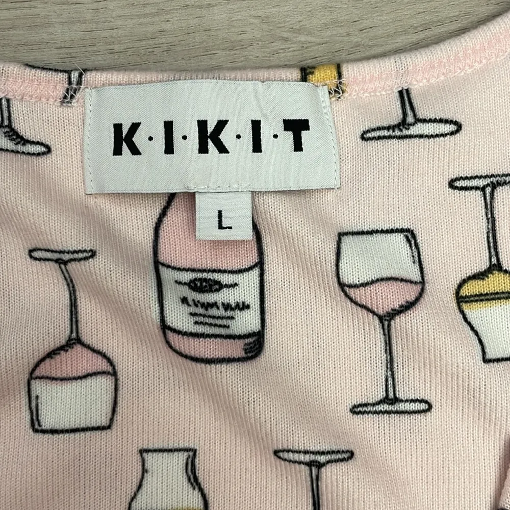 KIKIT Pink & White Graphic Wine Glass Soft Ribbed Pajama Tank Top Size Large - Image 8