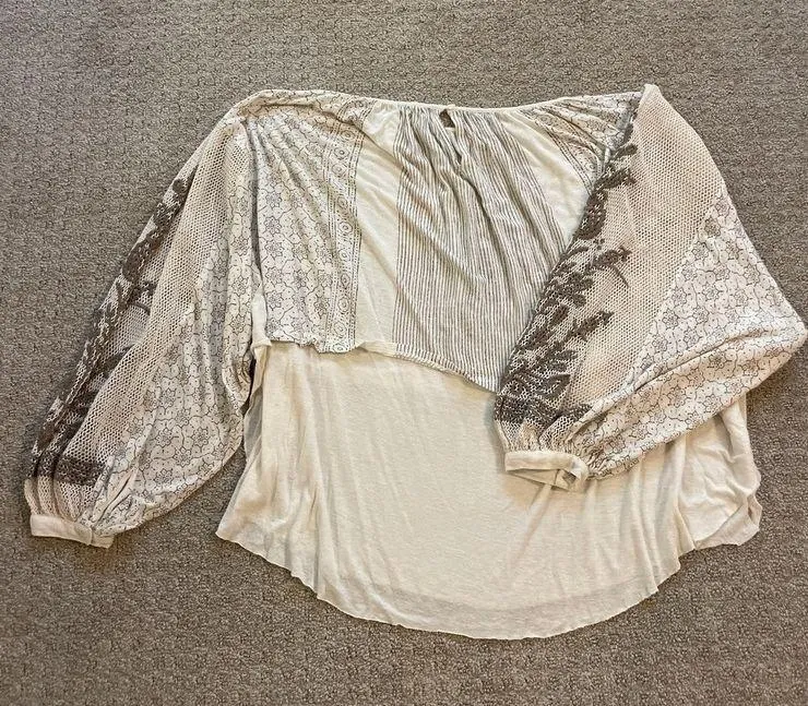 Free People Indigo Dreams Embroidered Tunic in Ecru XS - Image 9