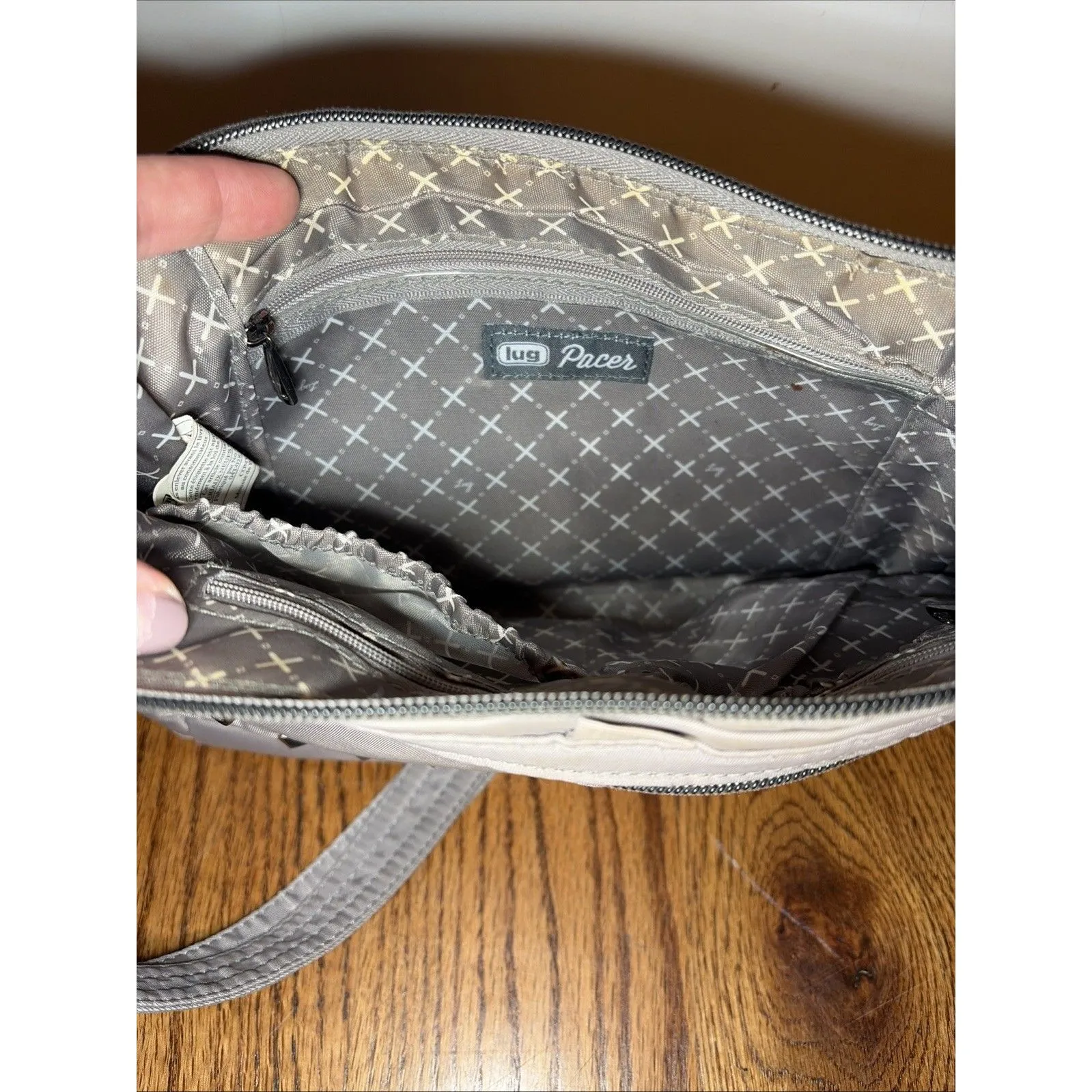 LUG PACER CROSSBODY BAG STUDDED GREY ADJUSTABLE STRAP RFID SECURE Gray - Image 6