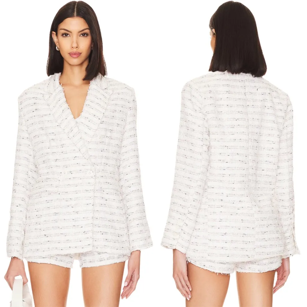 Misa Los Angeles Penny Tweed Blazer Jacket Women's XS Winter White Career NWT - Image 2