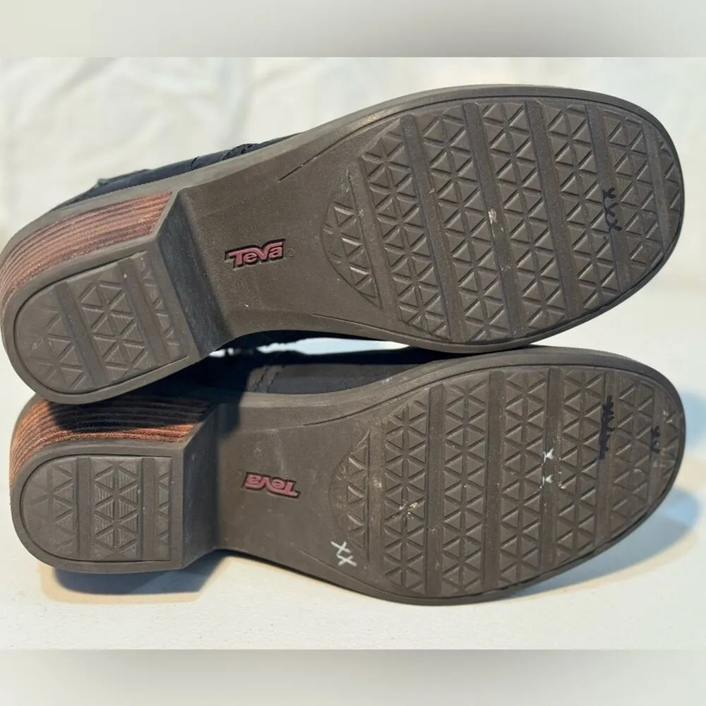 Teva Black Leather Ankle Booties Women’s Size 7.5 Moto Western Boho Chic Boots - Image 8