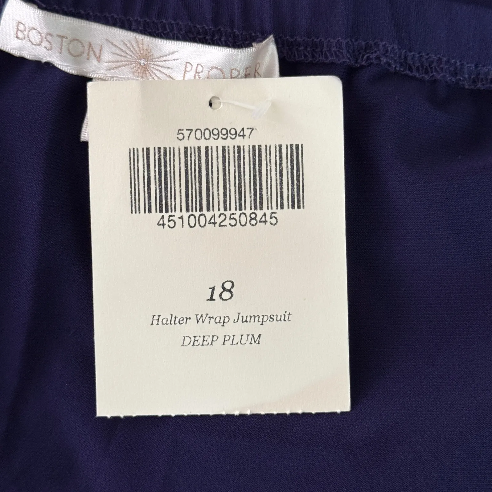 Boston Proper 18 Purple Halter Jumpsuit Wide Leg Flowy‎ Chic Glam Maxi Pant Suit - Image 9