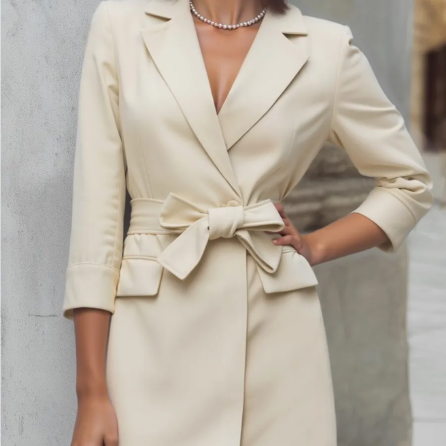 Elegant Cream Blazer Dress - Image 13