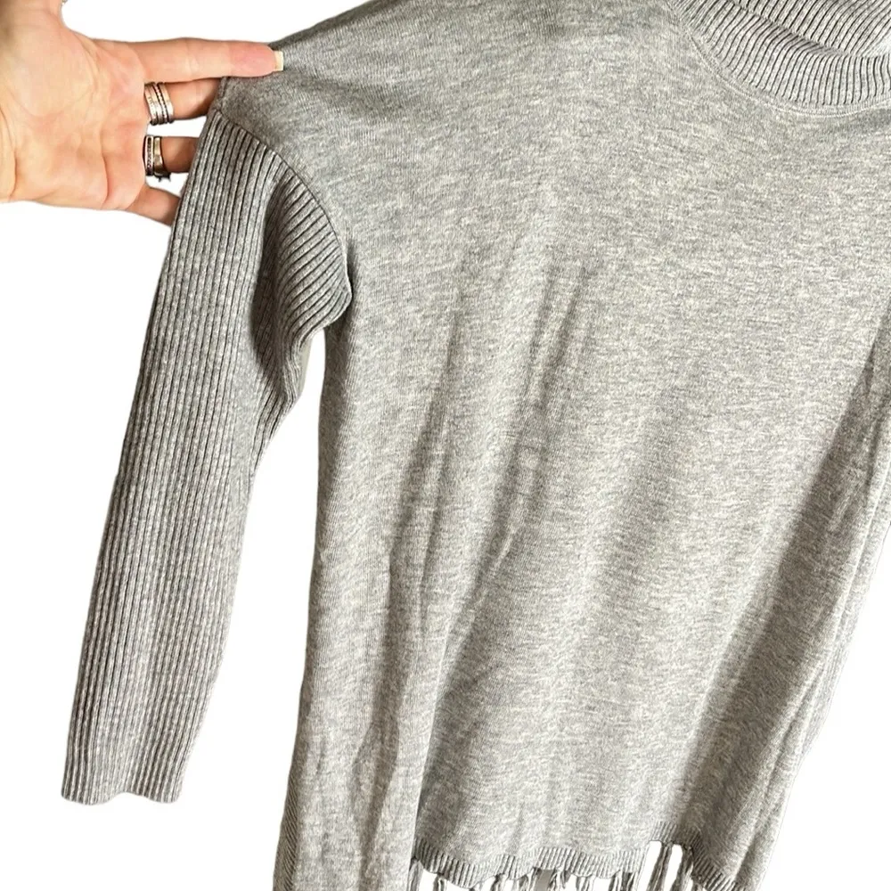 JustFab turtleneck sweater with fringe boho hem - Image 5