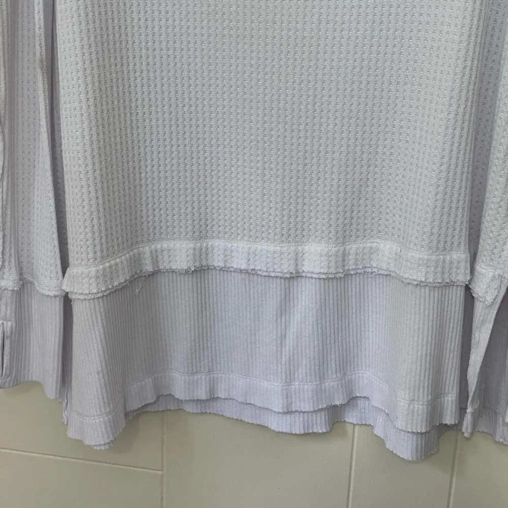 We The Free Thermal Waffle Knit Top Oversized White Long Sleeve Shirt ~ Size M - Image 10