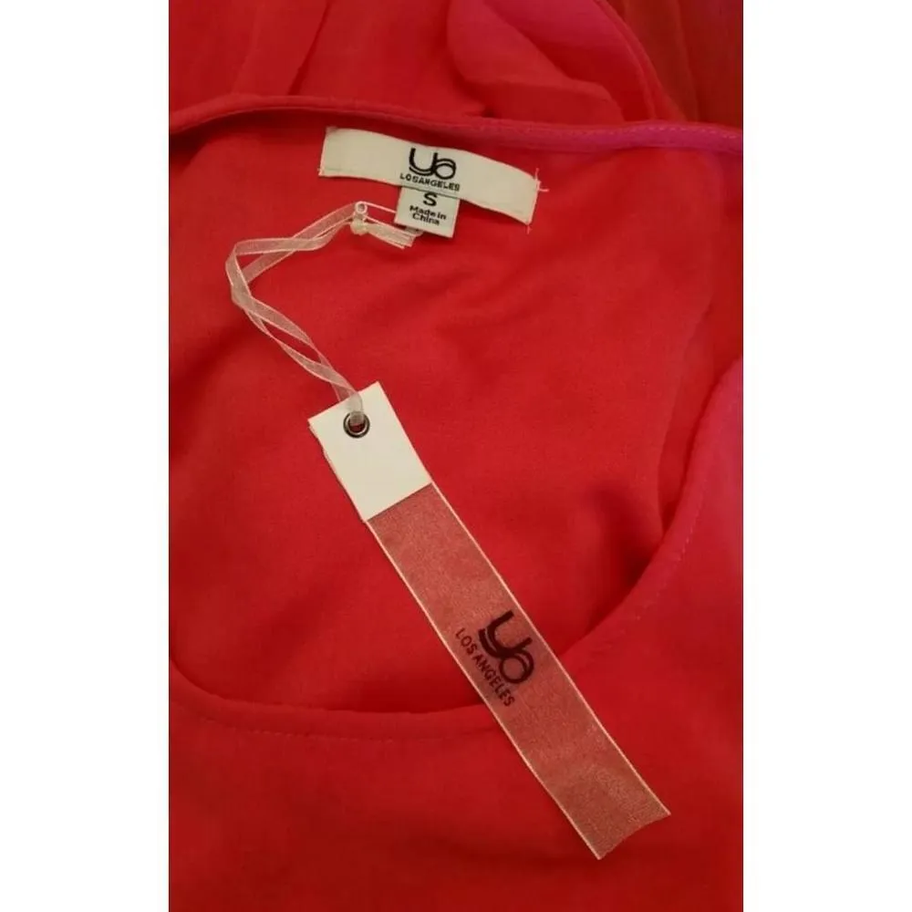 Coral Pink Pleated High Low Hem Sleeveless ModCloth Dress by Ya Los Angeles - Image 6