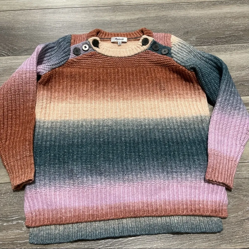 Madewell NEW space dye alpaca wool ribbed button sweater size‎ XXS - Image 4