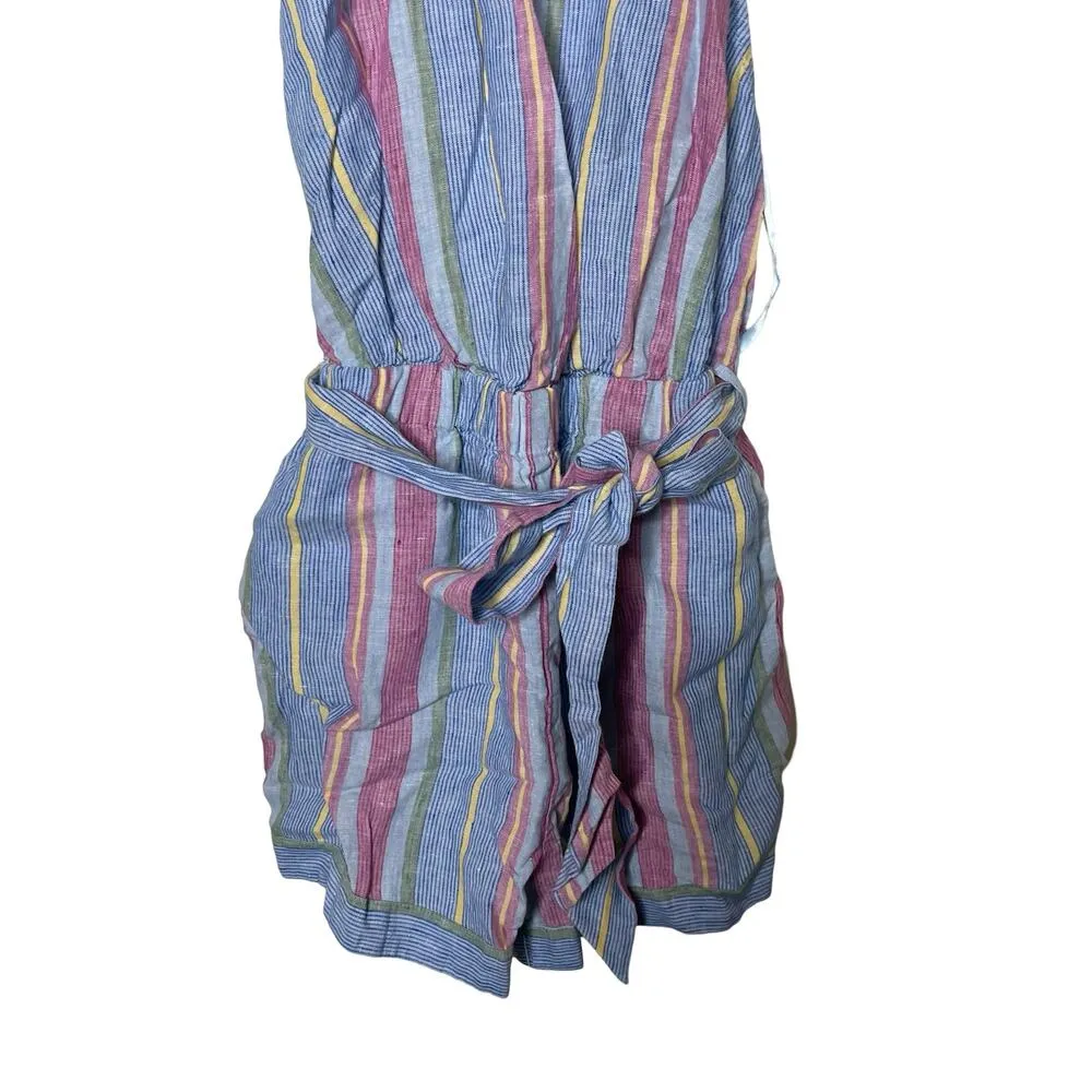FRAME striped 100% linen romper sz XS - Image 4