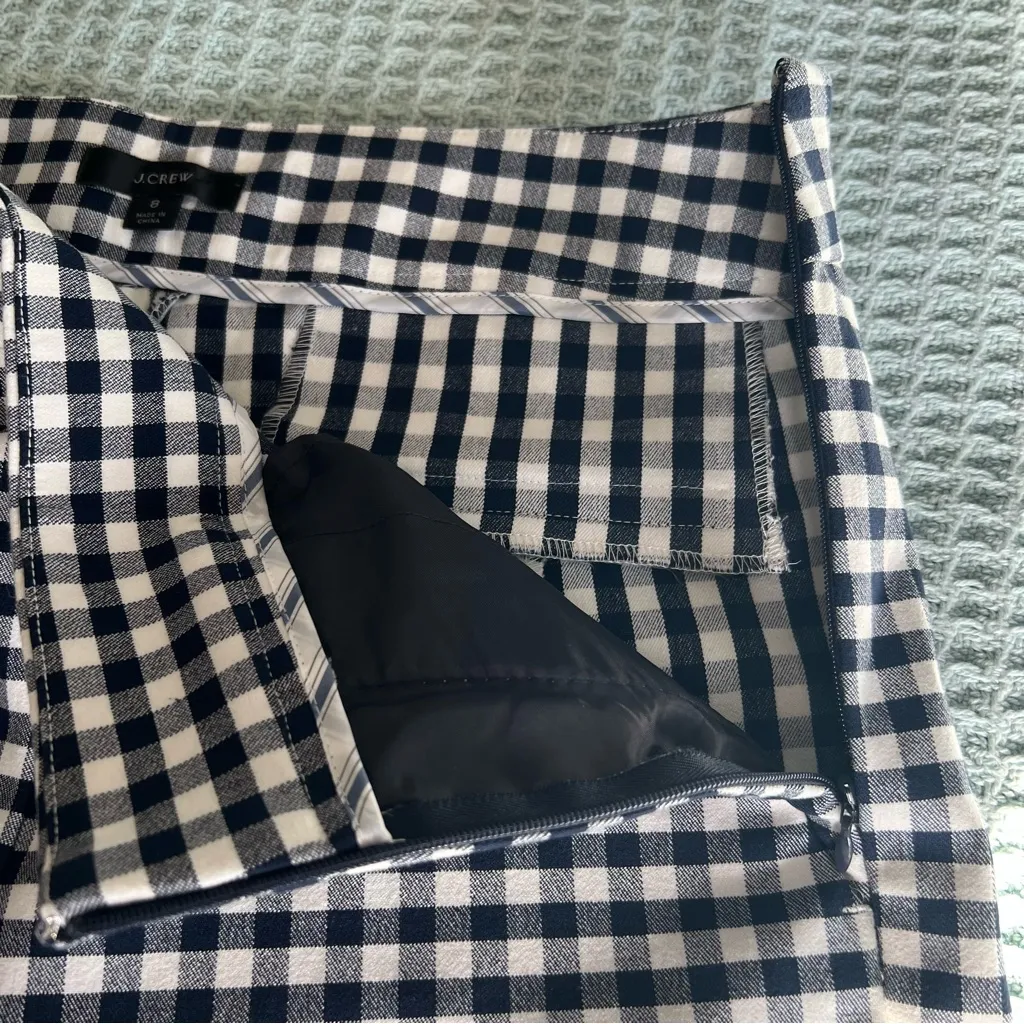 J.Crew Remi Pant Womens 8 Gingham White Navy High Rise Slim Cropped Ankle #AJ336 - Image 4