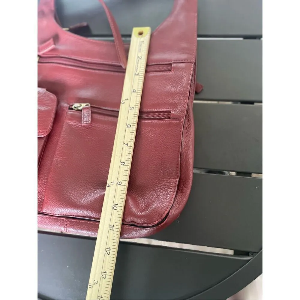 Jp Ourse Traveler Leather Crossbody Bag Organizer Shoulder Bag Red Everyday Red - Image 4