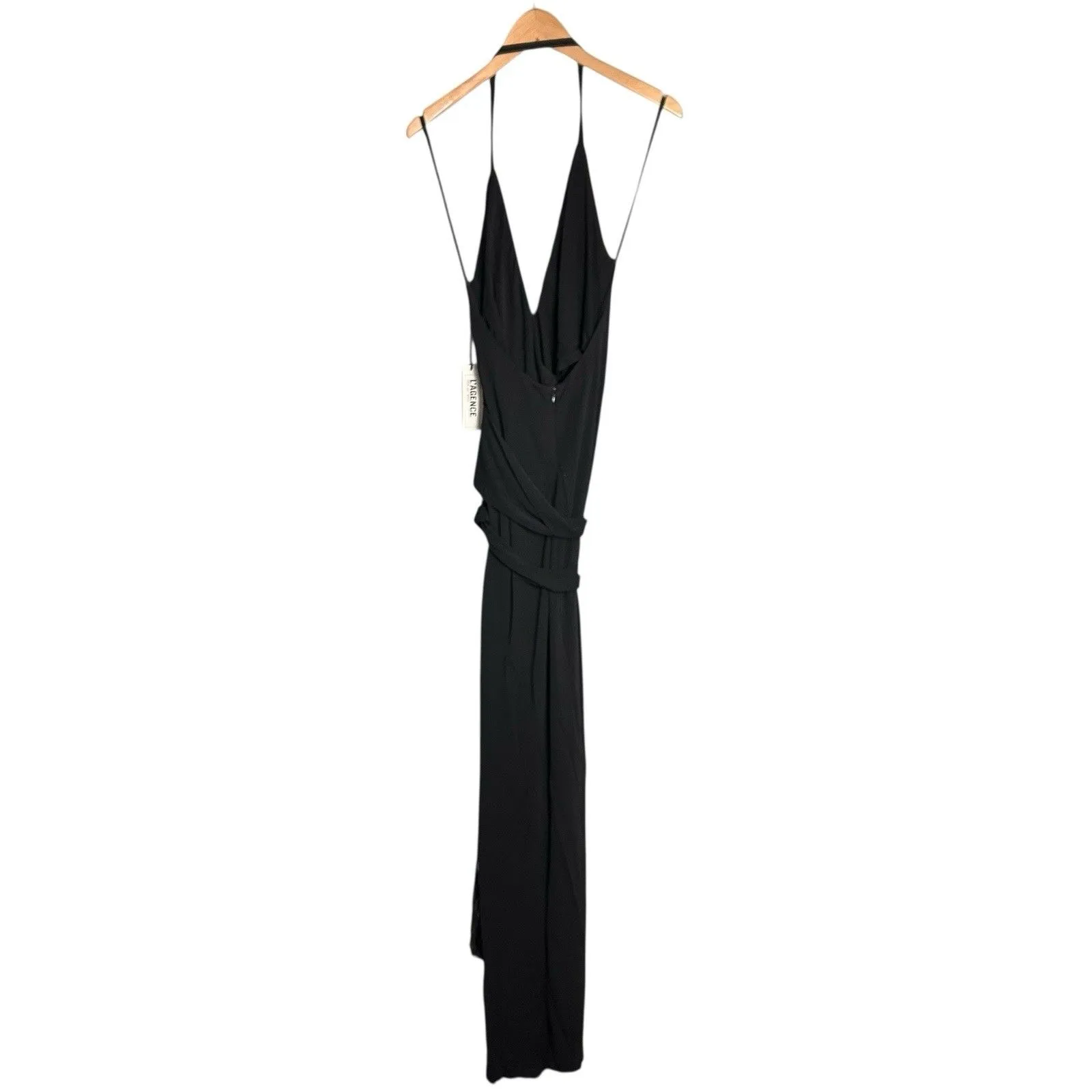 L’AGENCE Black Halter Maxi Dress Women’s 6 Elegant Slit Evening Gown Cocktail - Image 5