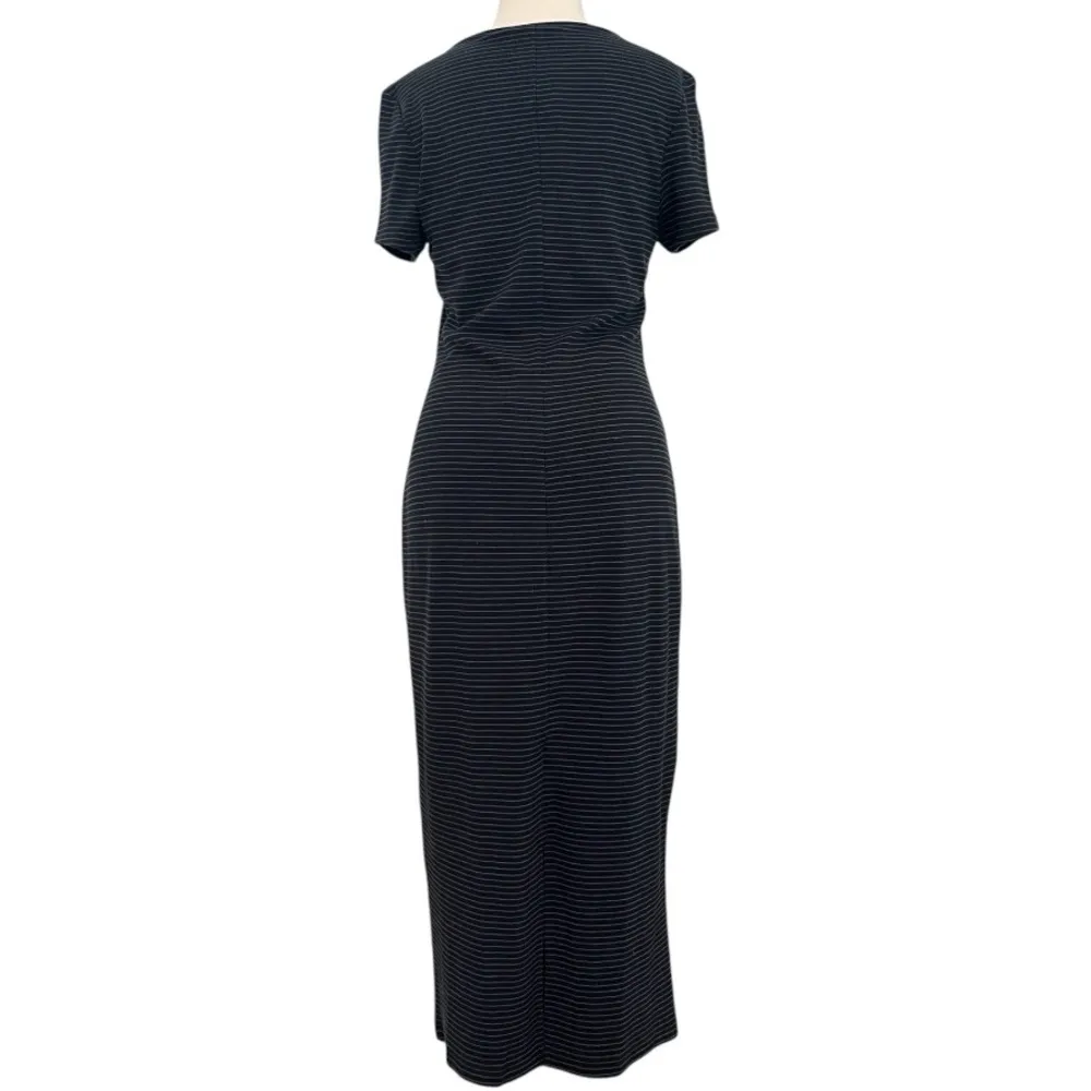 Marine Layer Lexi Rib Black Blue Striped Short Sleeve Midi T-Shirt Dress Size XL - Image 7