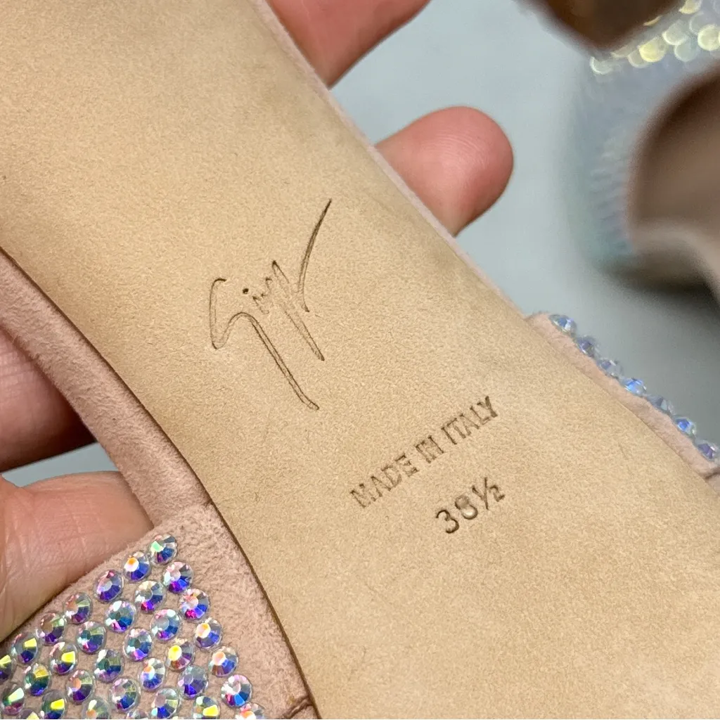 Giuseppe Zanotti Isidora Iridescent Rhinestone Platform Mule Pump Heel Nude 38.5 - Image 12