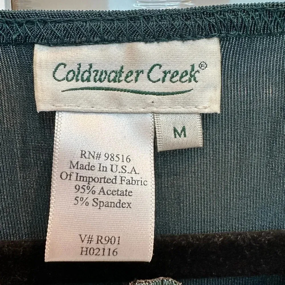 Vintage Coldwater Creek Dark Teal Beaded & Sequin 3/4 Sleeve Blouse Top Size M - Image 7