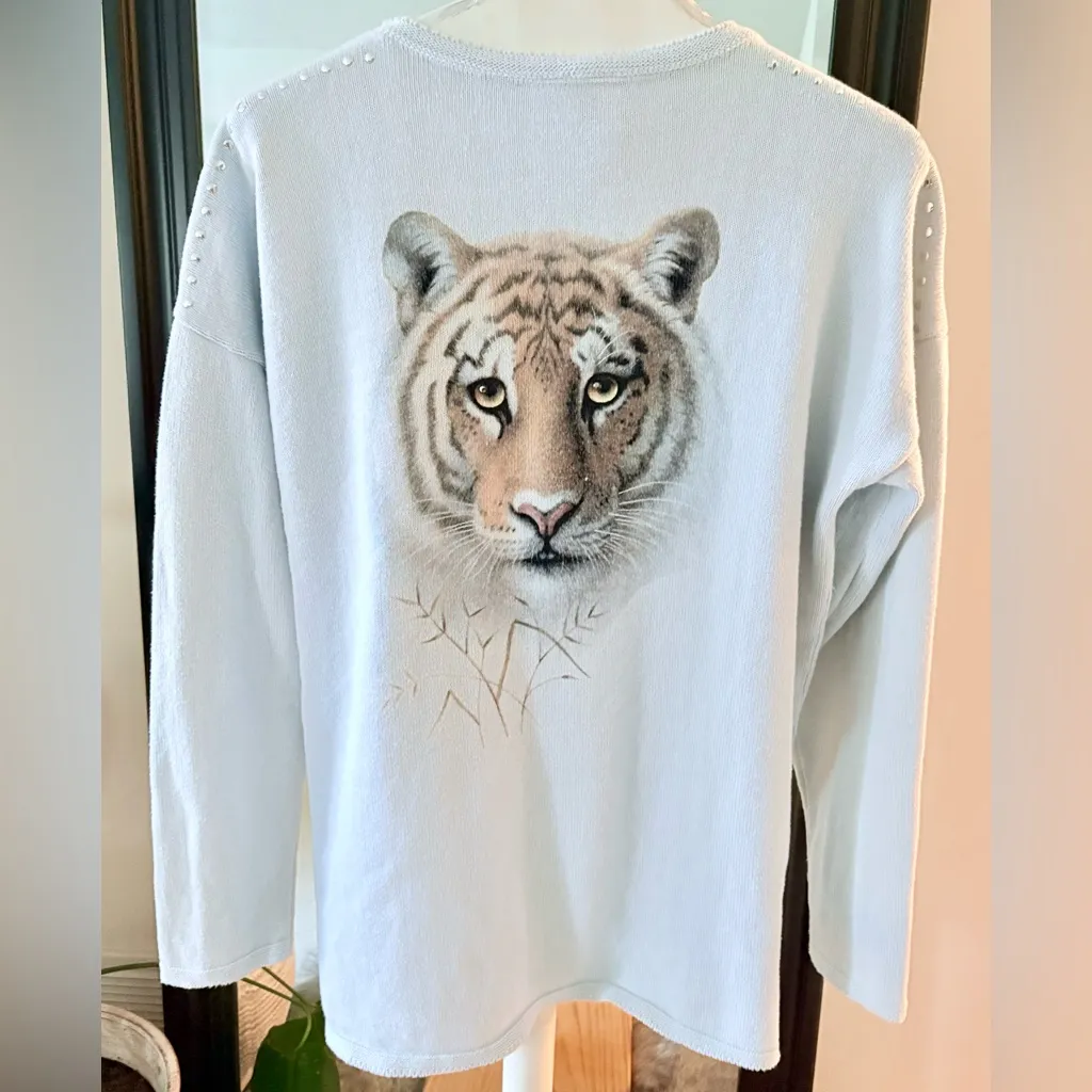 Tiger Cardigan Sweater Size L - Image 3