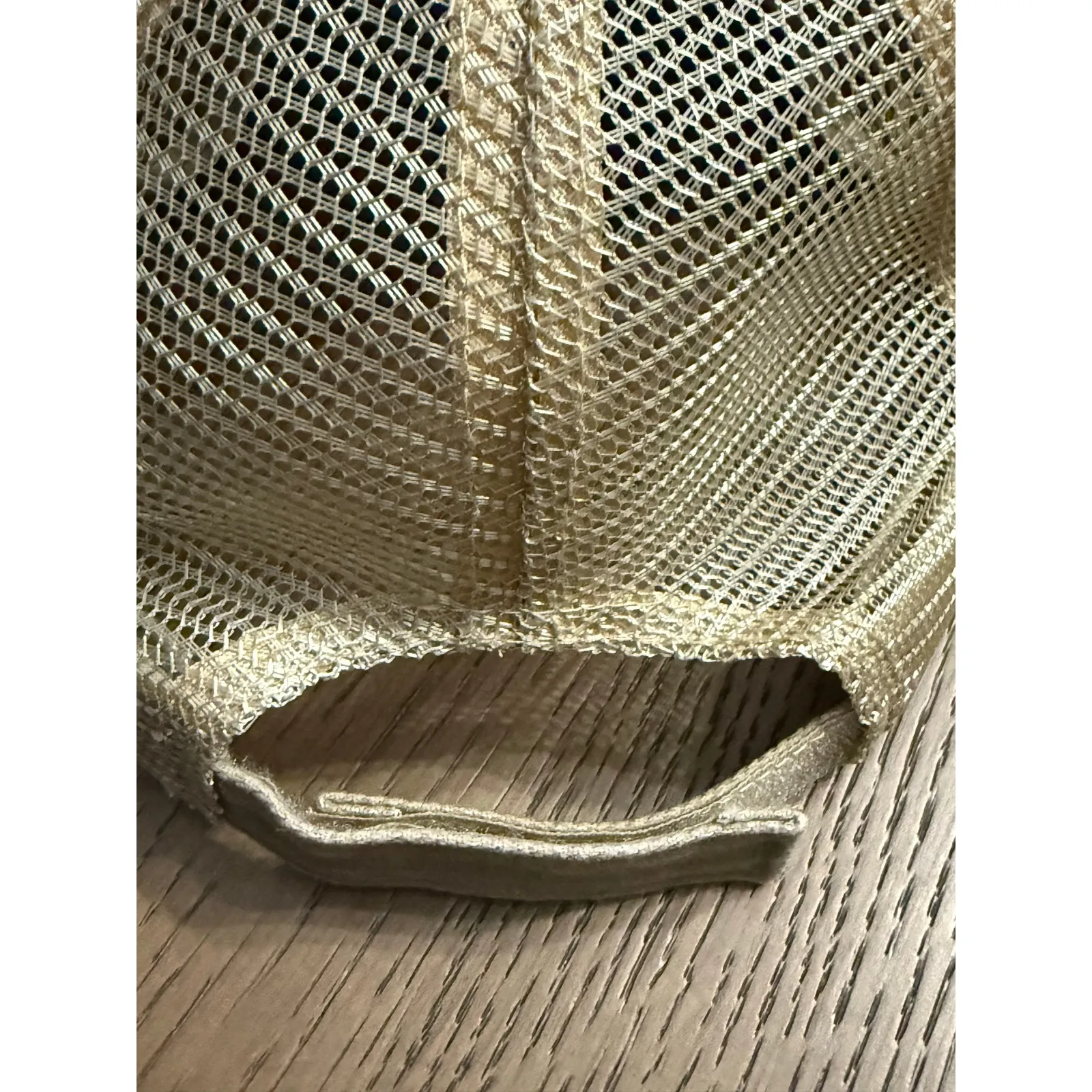 Vintage Distressed “Authentic” Trucker Hat with Gold Chain & Cherry Patch Tan - Image 5