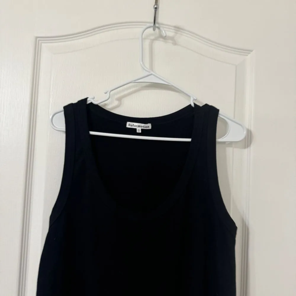 Reformation Bijou Maxi Tank Dress Size S Black ORGANIC COTTON - Image 4