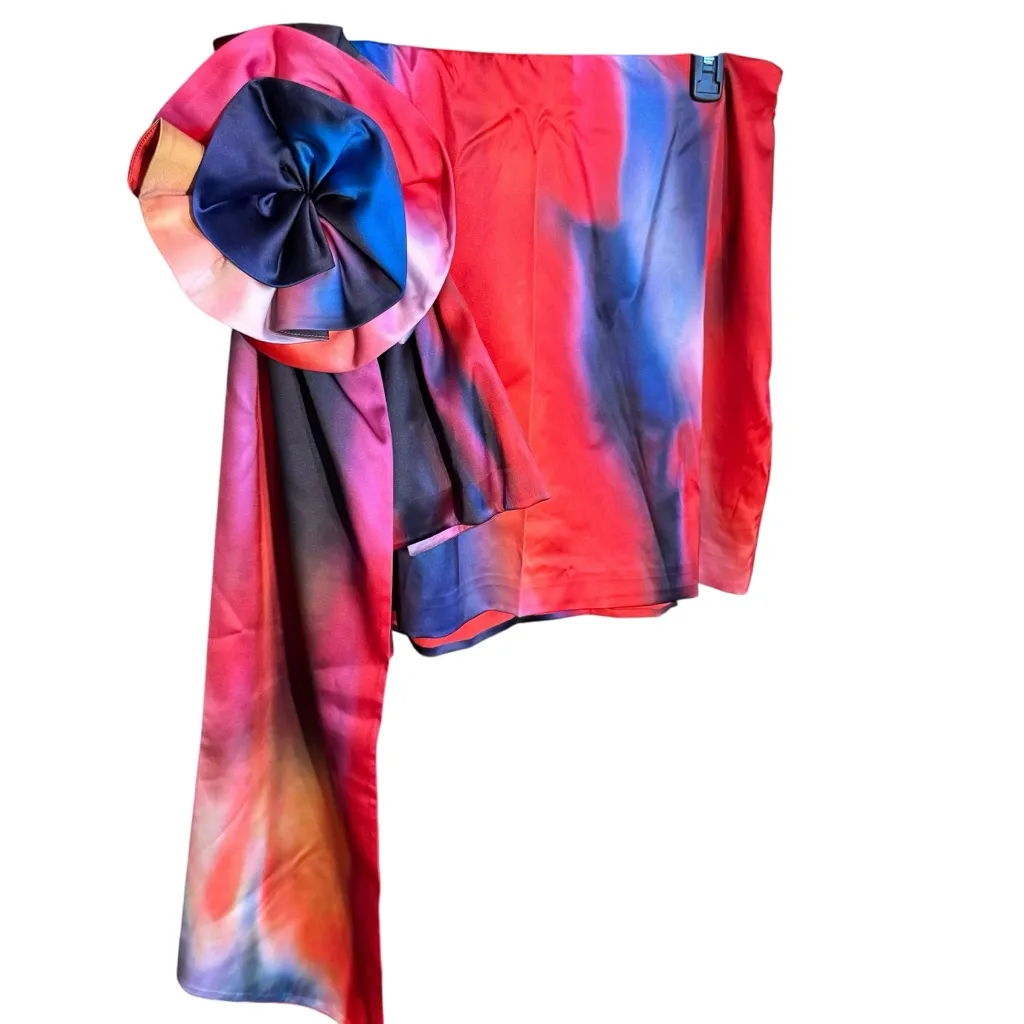 NWT The Drop Colorful Women's Mini Skirt with Flower Accent Size Large Red - Image 2