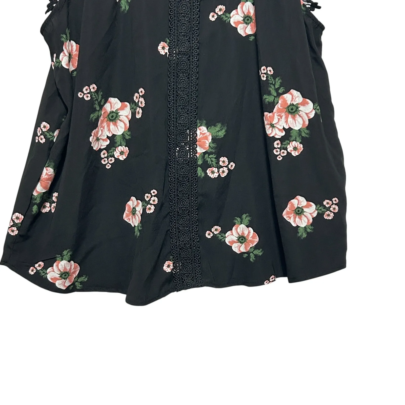 Y2K No Boundaries XXL Black Floral Crochet Lace Trim Boho Cottagecore Whimsigoth - Image 5