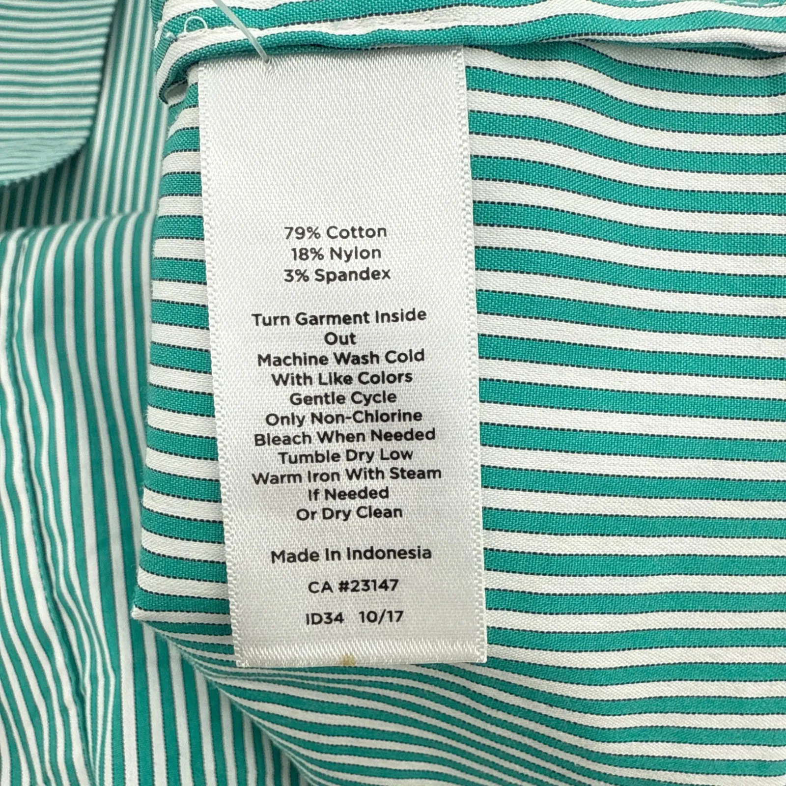 Talbots Women's Tie Sleeve Poplin Striped Boat Neck Long Sleeve Blouse Top Large - Image 8