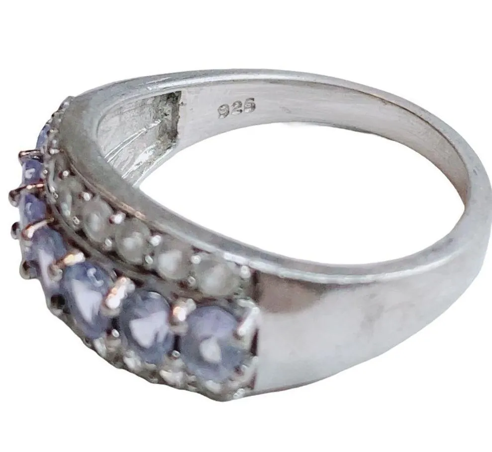 925 Genuine Tanzanite Sterling Silver Ring Sz 8 - Image 5